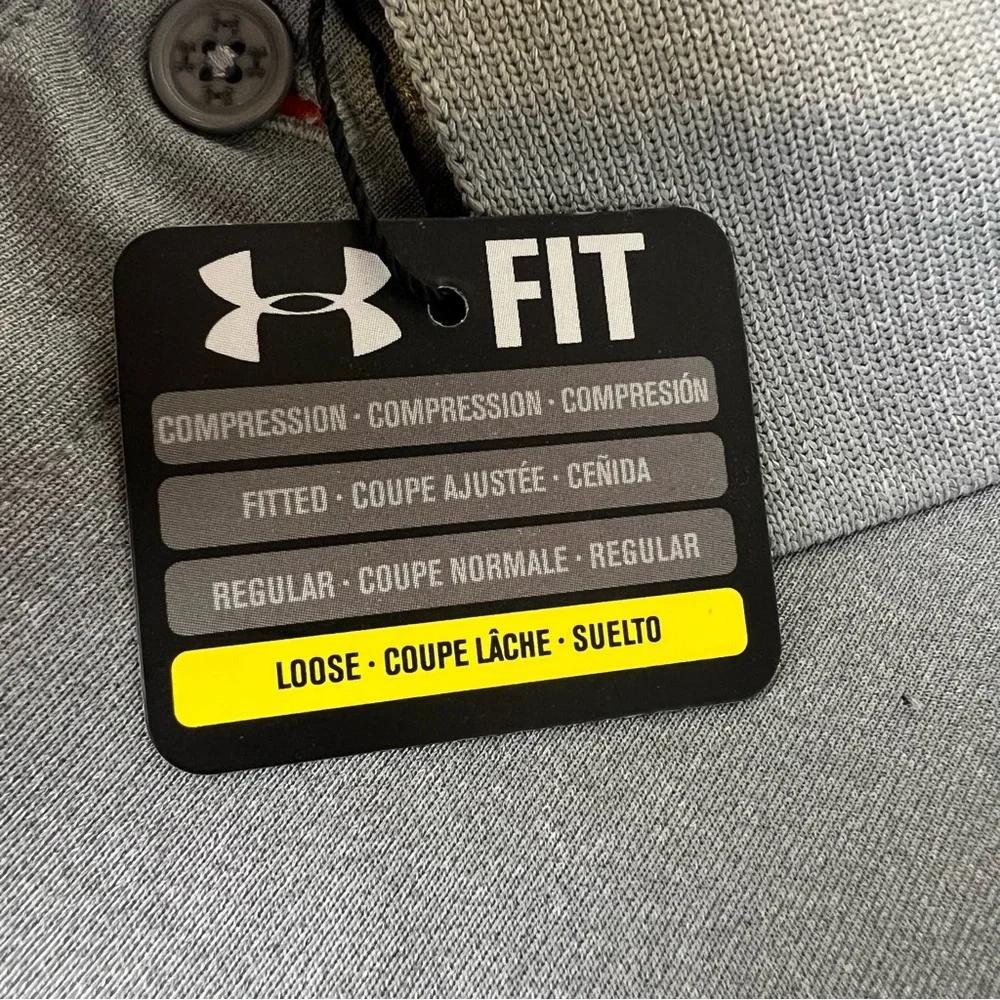 Under Armour NWT Men's Gray and Orange Heat Gear Golf Polo Large Men’s Shirt - Picture 8 of 9